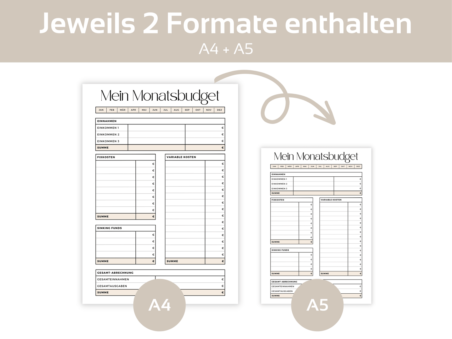 XXL A5 + A4 Einlagen Budget Bundle - Budgethelden