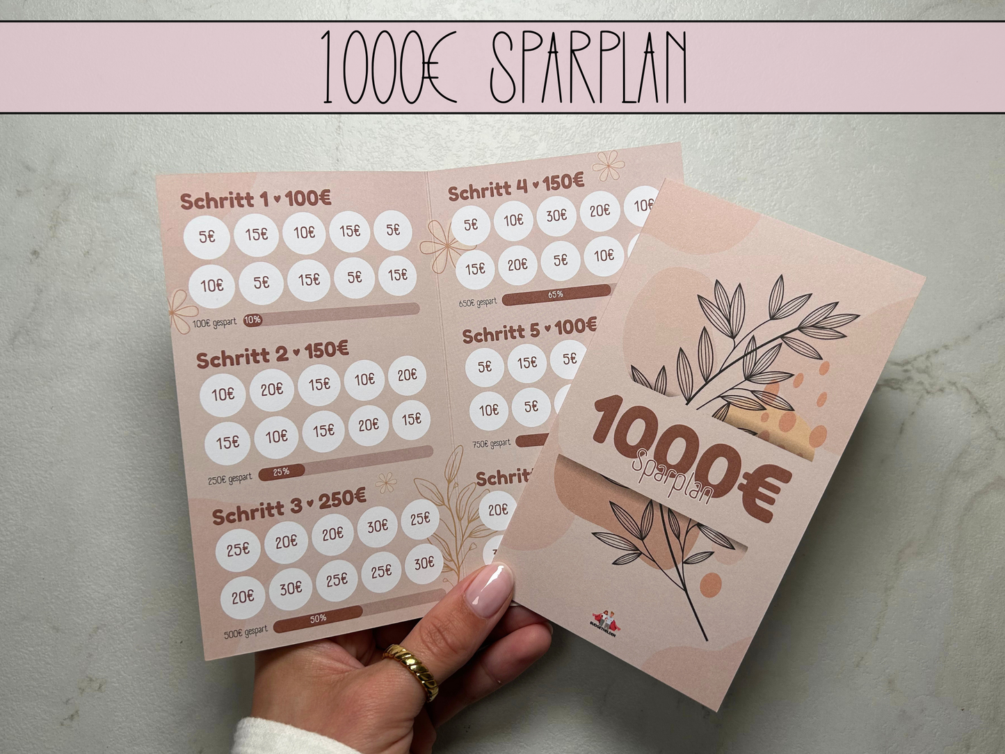 1000€ Sparplan Klappkarte