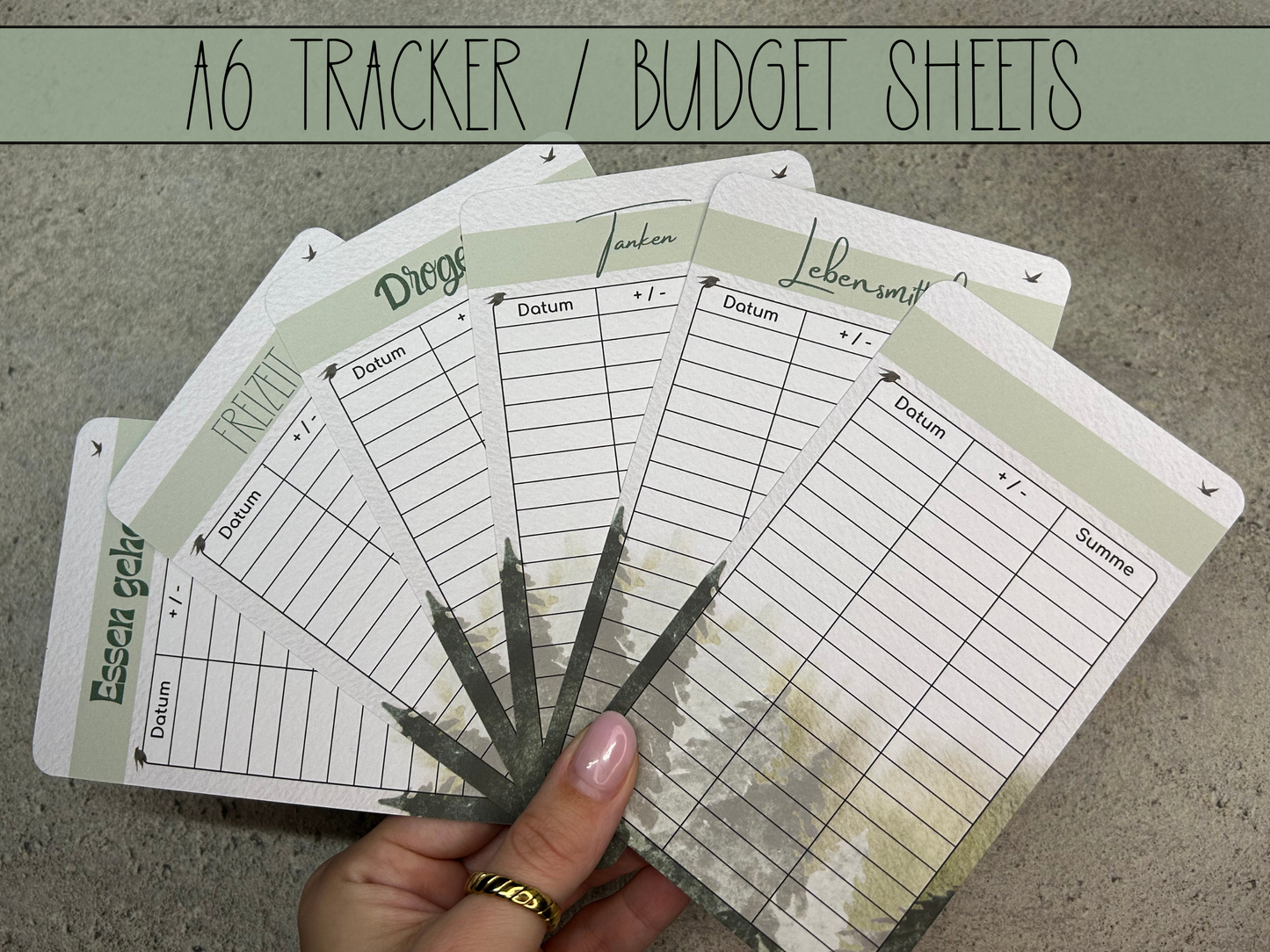 A6 Tracker / Budget Sheets Nature
