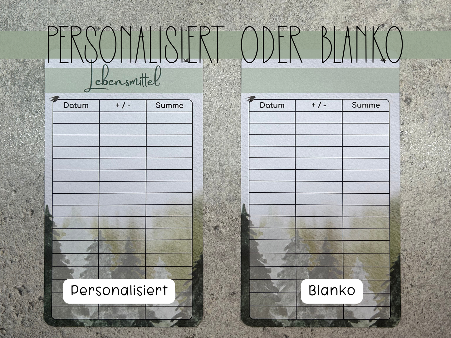 A6 Tracker / Budget Sheets Nature
