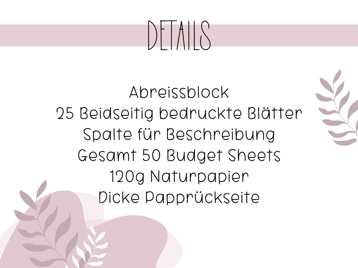 Budget Sheet Blöcke Flower