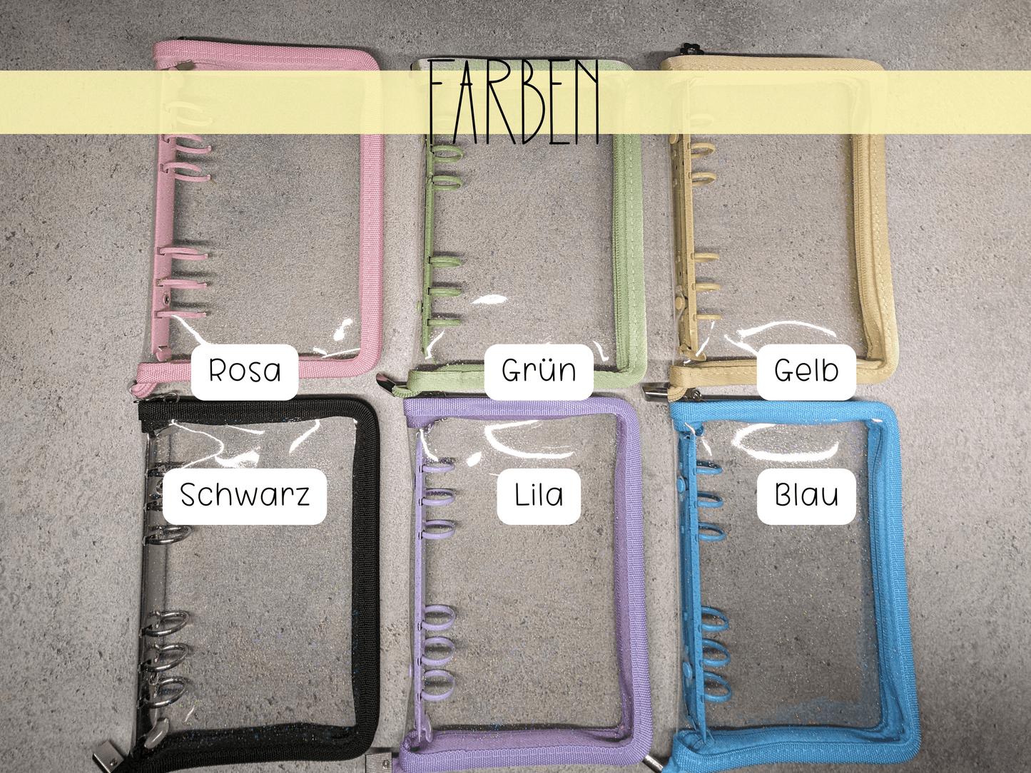 A6 Zip Glitzer Binder - Budgethelden