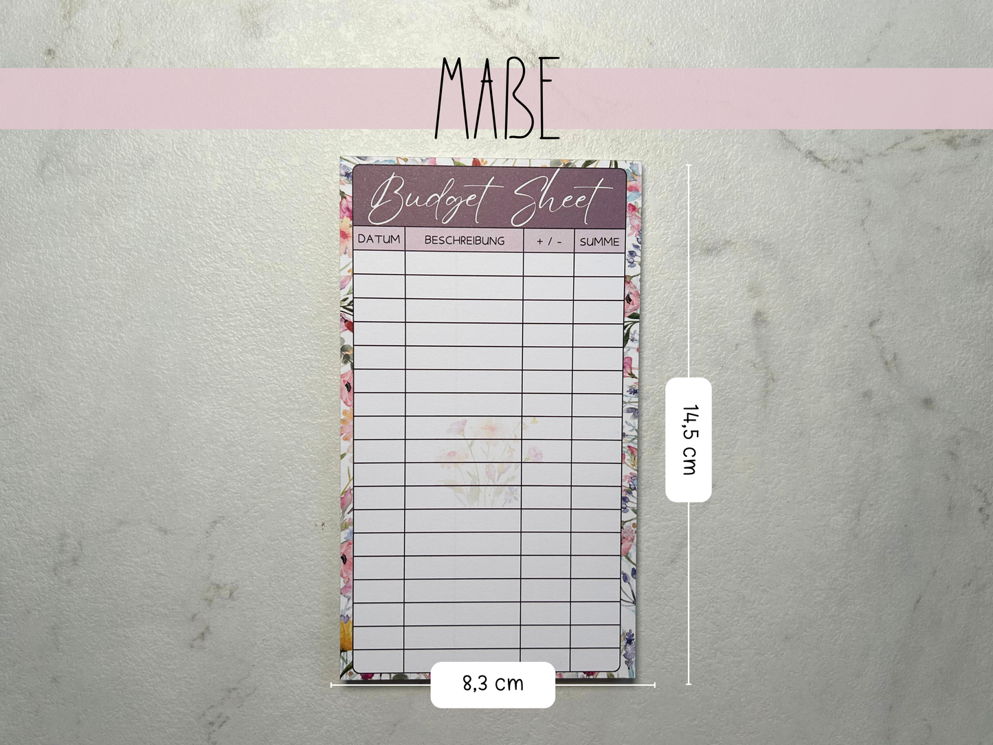 Budget Sheet Blöcke Flower