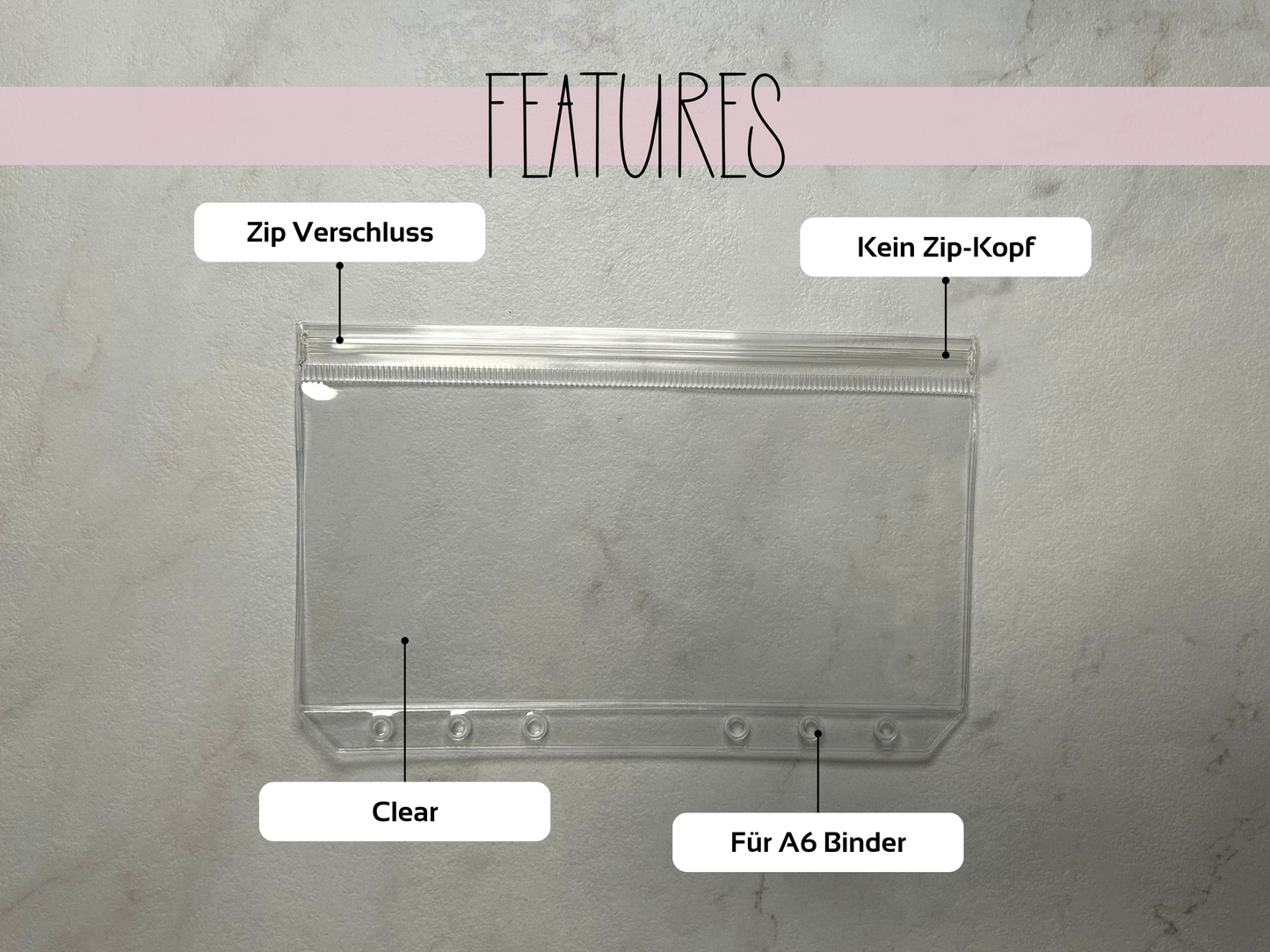 A6 Clear Headerless Zip Folien