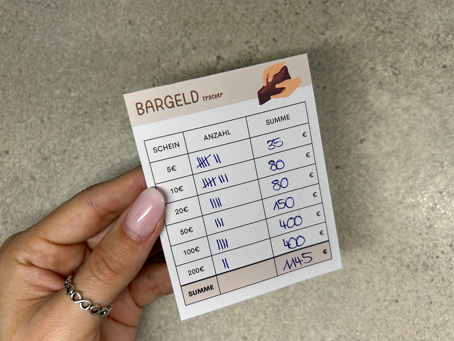 Bargeld Tracker Block