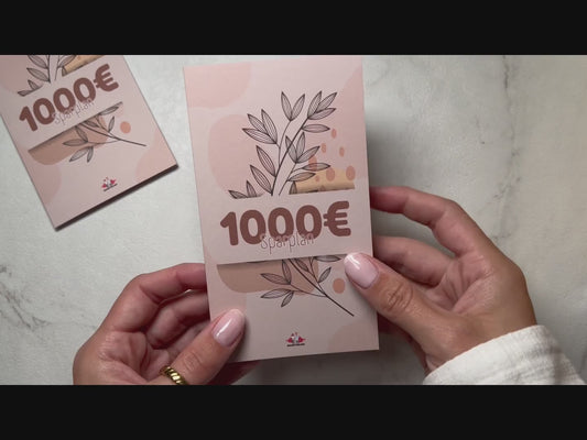 1000€ Sparplan Klappkarte