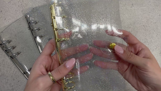 A6 Transparent Glitzer Binder