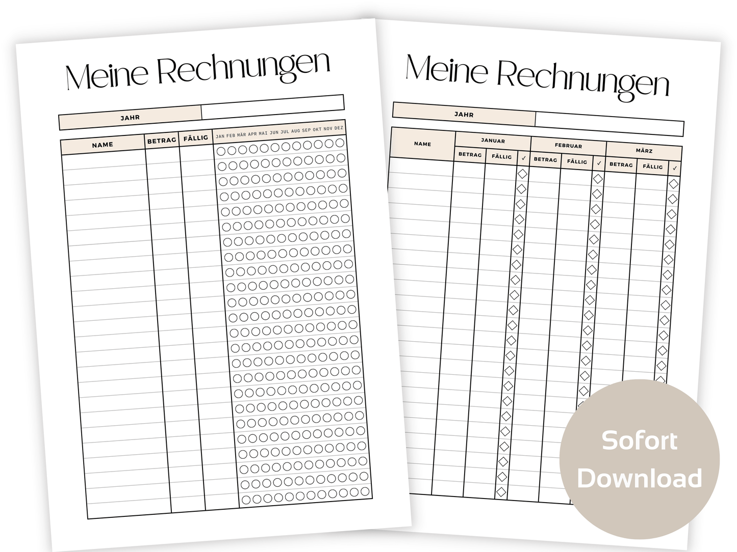 Rechnungen Tracker A4, A5 & A6 - Budgethelden