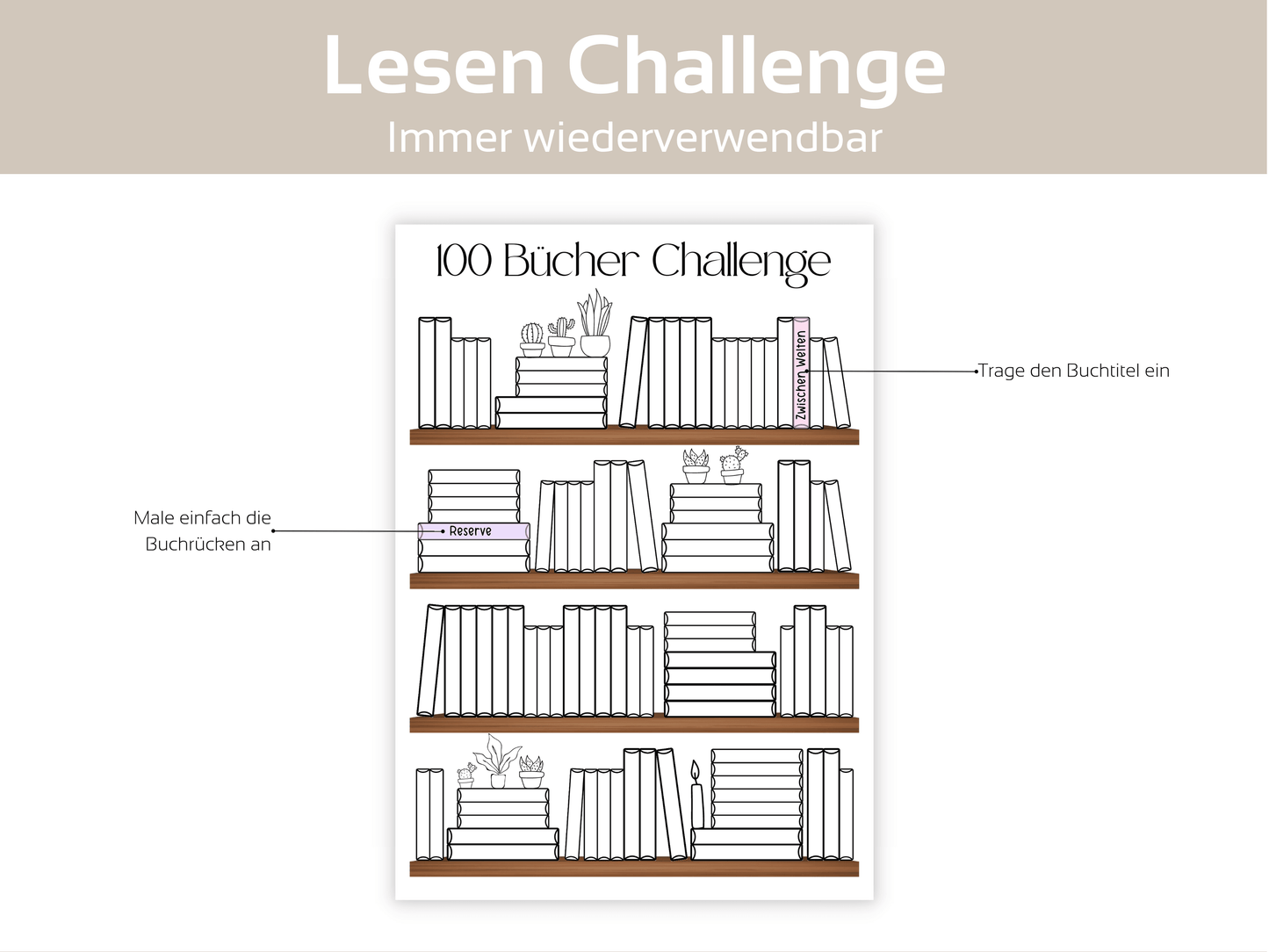 100 Bücher Lesen Challenge A4, A5 & A6 - Budgethelden