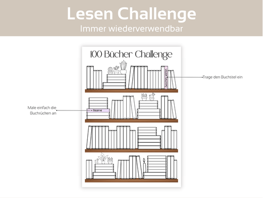 100 Bücher Lesen Challenge A4, A5 & A6 - Budgethelden