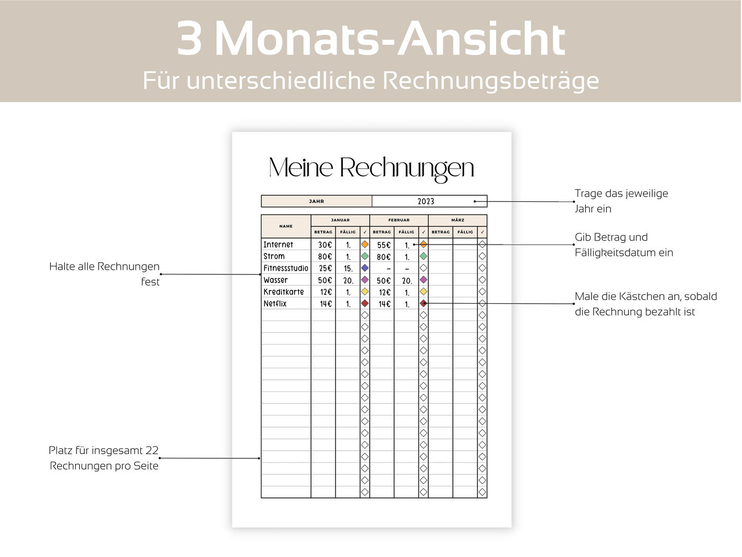 Rechnungen Tracker A4, A5 & A6 - Budgethelden