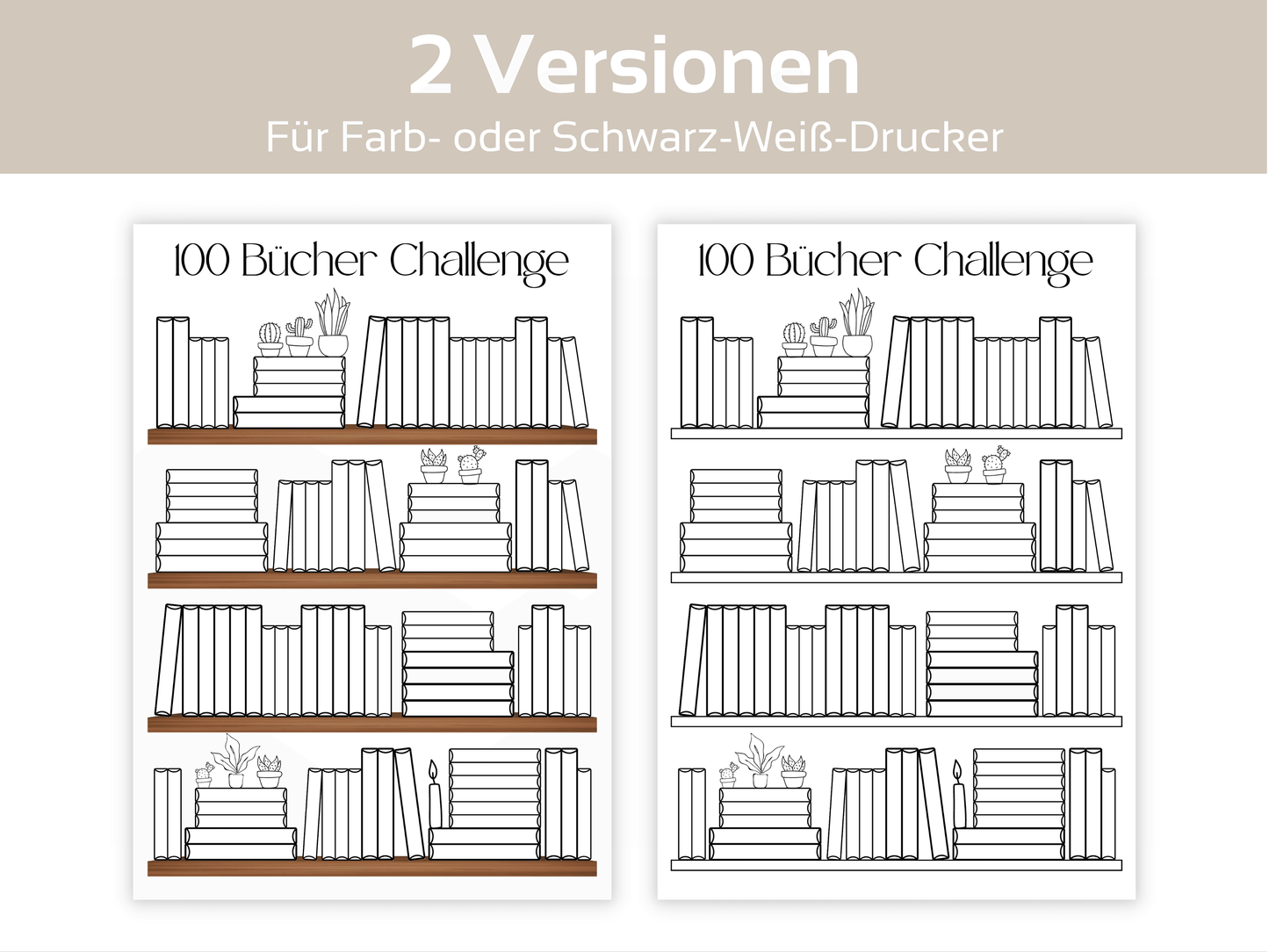 100 Bücher Lesen Challenge A4, A5 & A6 - Budgethelden