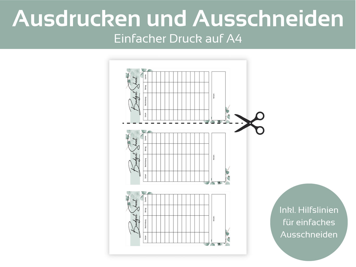 Budget Sheet Vorlage Eukalyptus - Budgethelden