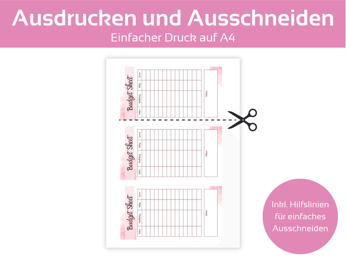 Budget Sheet Vorlage Minimalistisch - Budgethelden