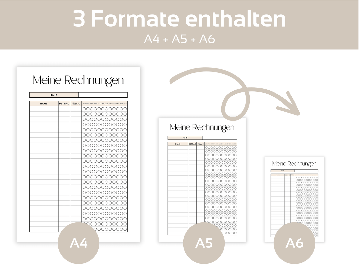 Rechnungen Tracker A4, A5 & A6 - Budgethelden