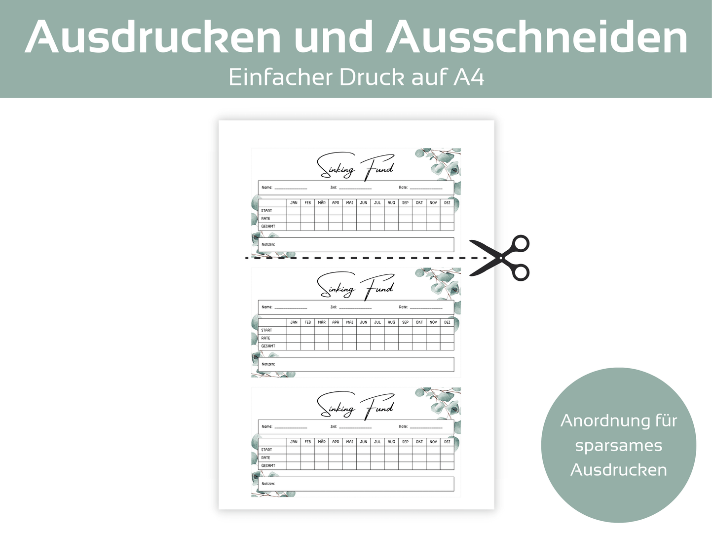 Sinking Fund Tracker Vorlage Eukalyptus - Budgethelden