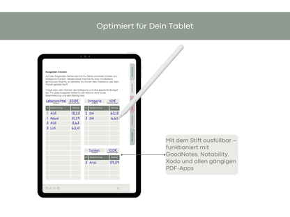 Digitales Workbook Umschlagmethode fürs Tablet