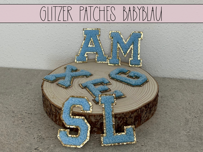 Glitzer Patches Babyblau