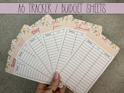 A6 Tracker / Budget Sheets Flower