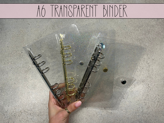 A6 Transparent Glitzer Binder