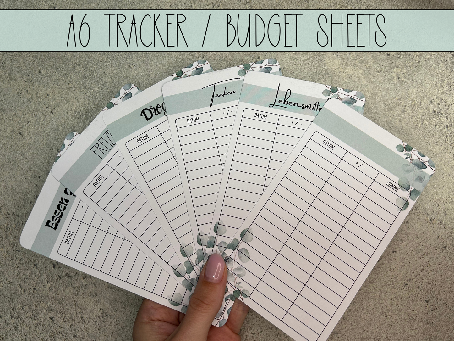 A6 Tracker / Budget Sheets Eukalyptus