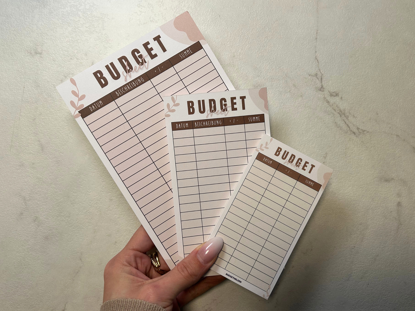 Budget Sheet Blöcke A5, A6 A7