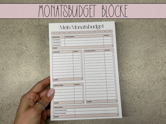 Monatsbudget Block