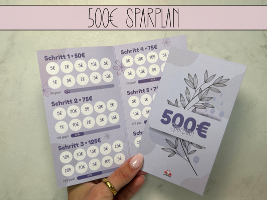 500€ Sparplan Klappkarte