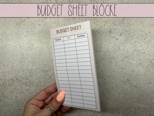 Budget Sheet Blöcke