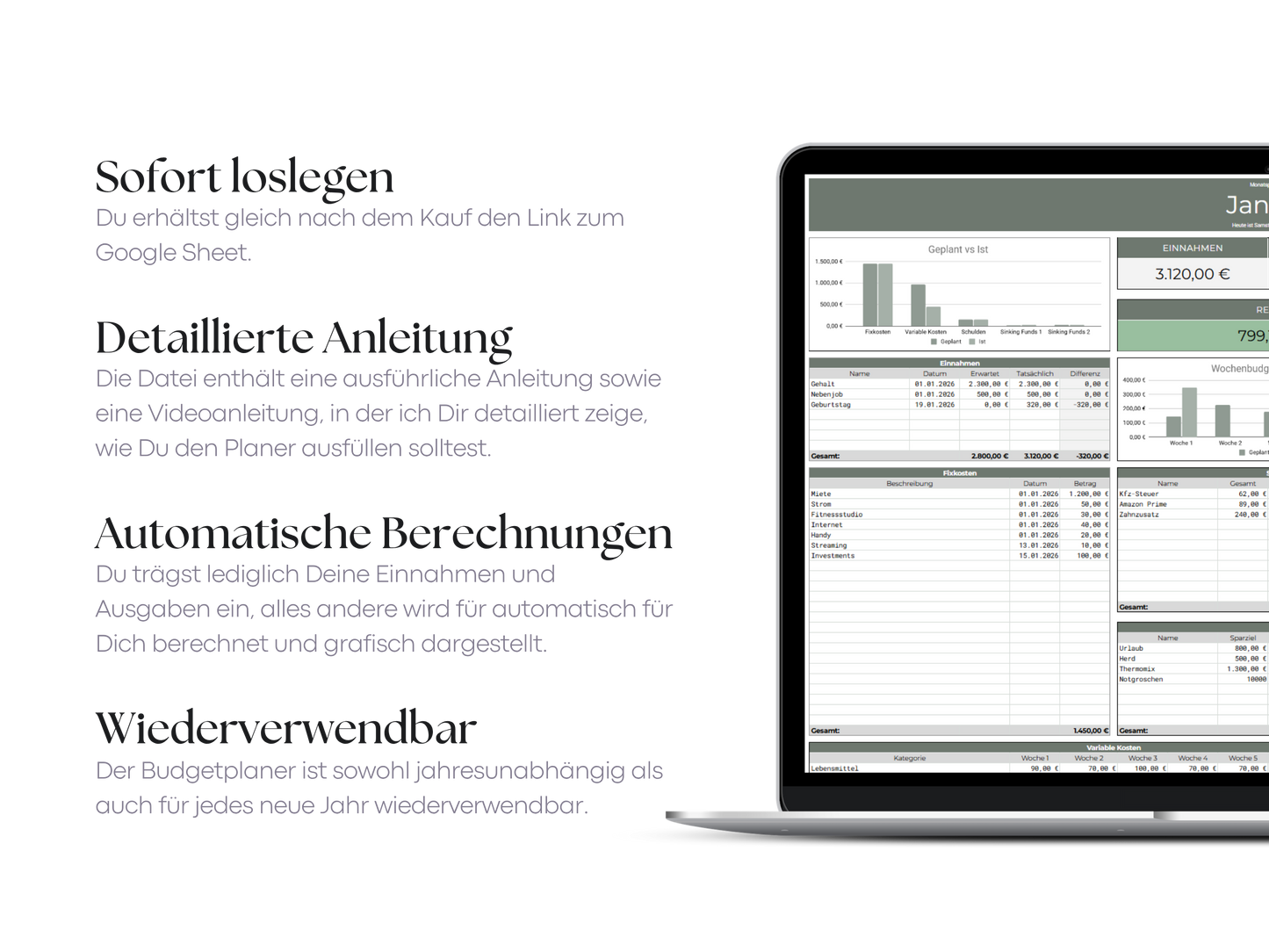 Digitaler Budgetplaner