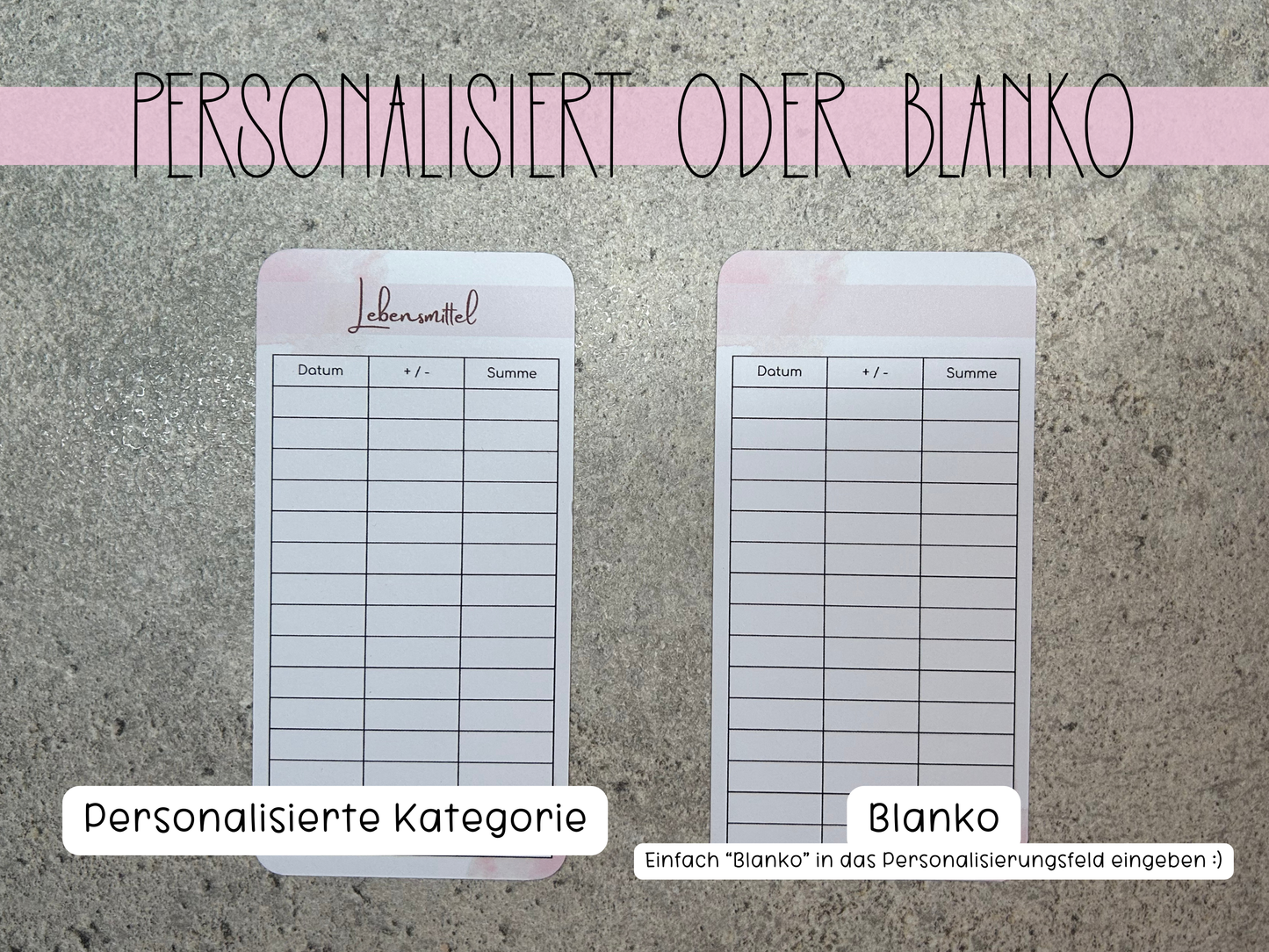 A7 Tracker / Budget Sheets Minimalistisch