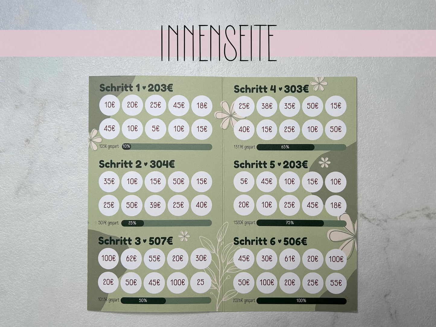 2026€ Sparplan Klappkarte