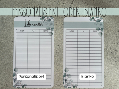 A6 Tracker / Budget Sheets Eukalyptus