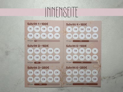 1000€ Sparplan Klappkarte