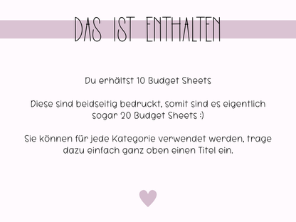 10x Budget Sheets Flower