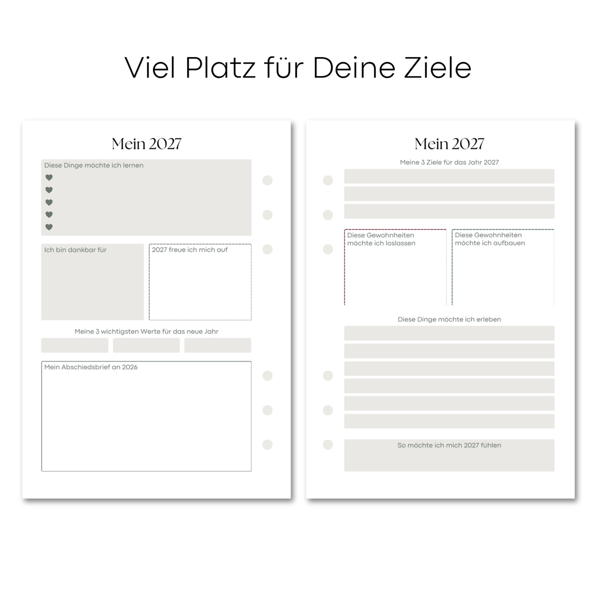 Kalender Einlagen 2027 Datiert Gelocht