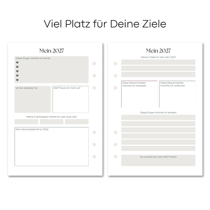 Kalender Einlagen 2027 Datiert Gelocht