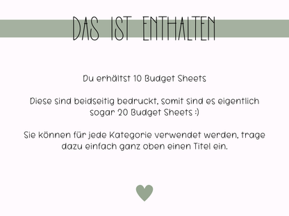 10x Budget Sheets Nature