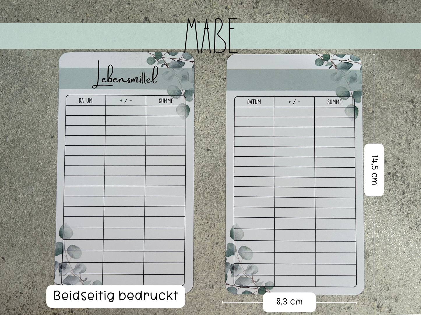 A6 Tracker / Budget Sheets Eukalyptus