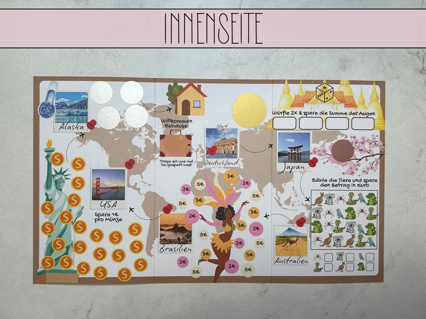 Weltreise Klappkarte