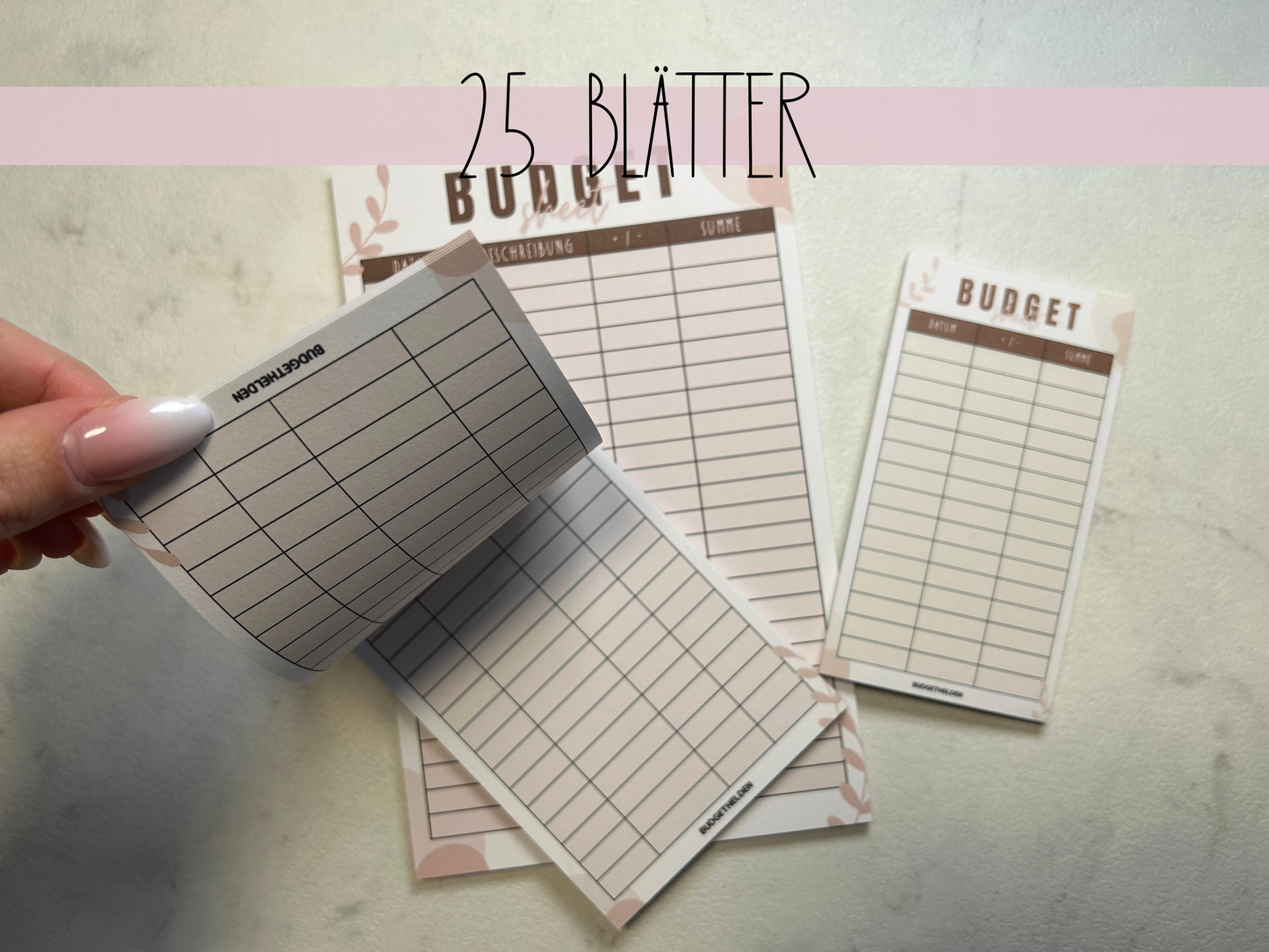 Budget Sheet Blöcke A5, A6 A7