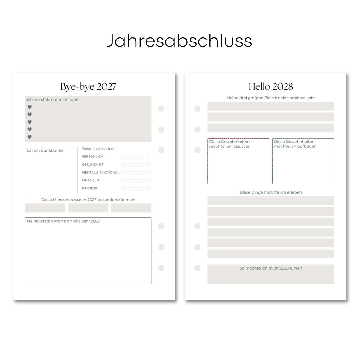 Kalender Einlagen 2027 Datiert Gelocht