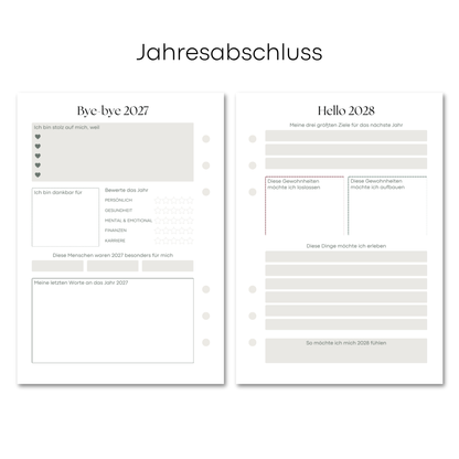 Kalender Einlagen 2027 Datiert Gelocht