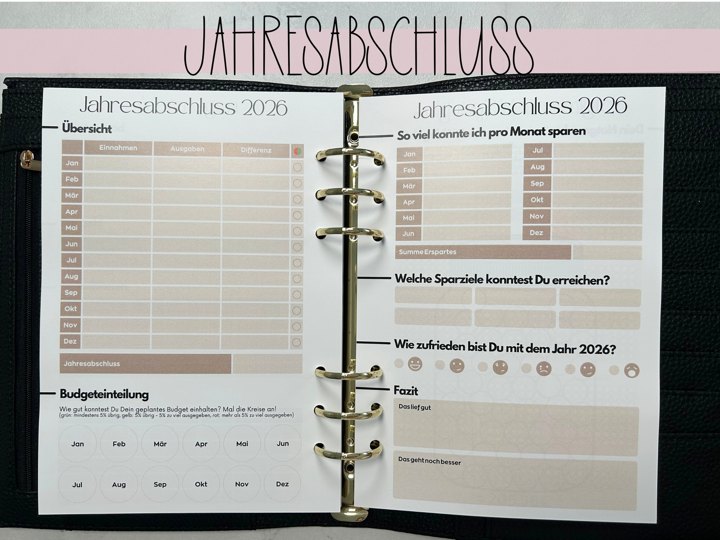 NEU Jahresplaner 2026 Datiert A5 Einlagen gelocht