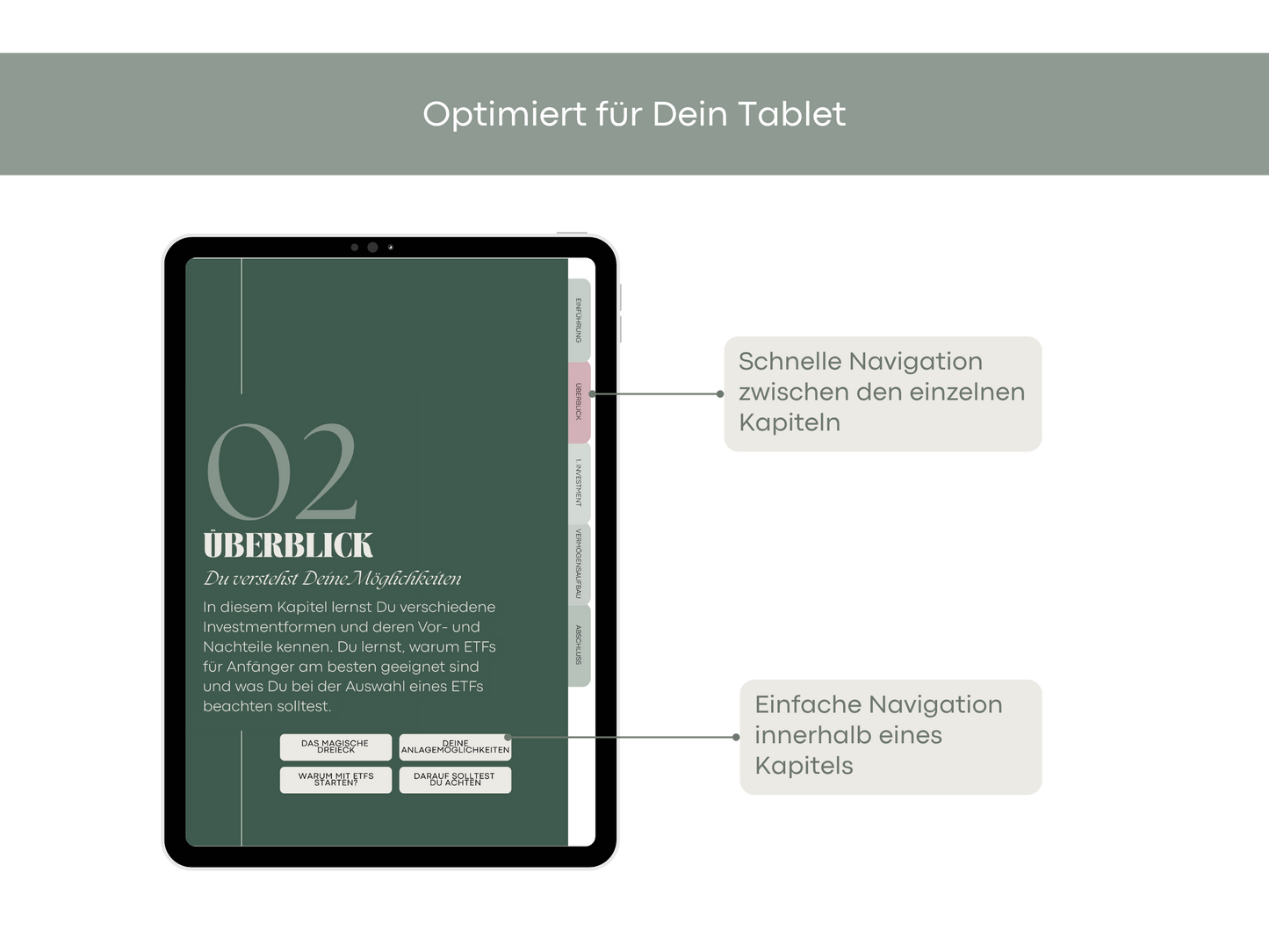 Digitales Workbook Investieren fürs Tablet