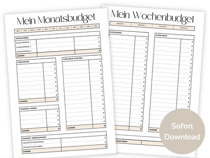 Monatlicher Budget Planer A4, A5 & A6 - Budgethelden
