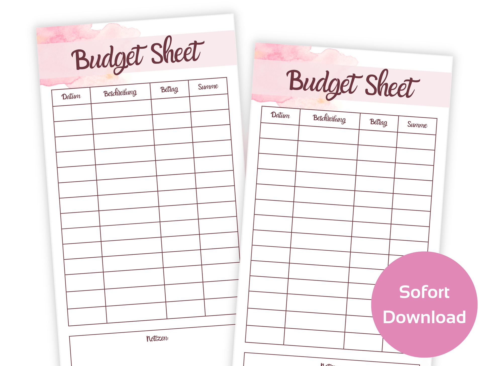 Budget Sheet Vorlage Minimalistisch - Budgethelden