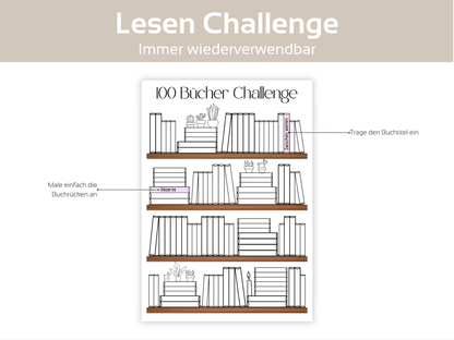 100 Bücher Lesen Challenge A4, A5 & A6 - Budgethelden