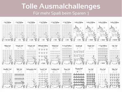 90 Schwarz Weiß Sparchallenges Set - Budgethelden