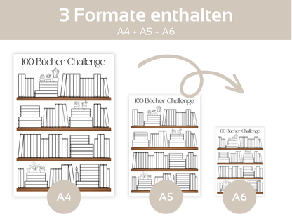 100 Bücher Lesen Challenge A4, A5 & A6 - Budgethelden